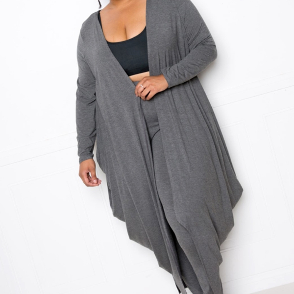 MODAL BUBBLED HEM WATERFALL CARDIGAN